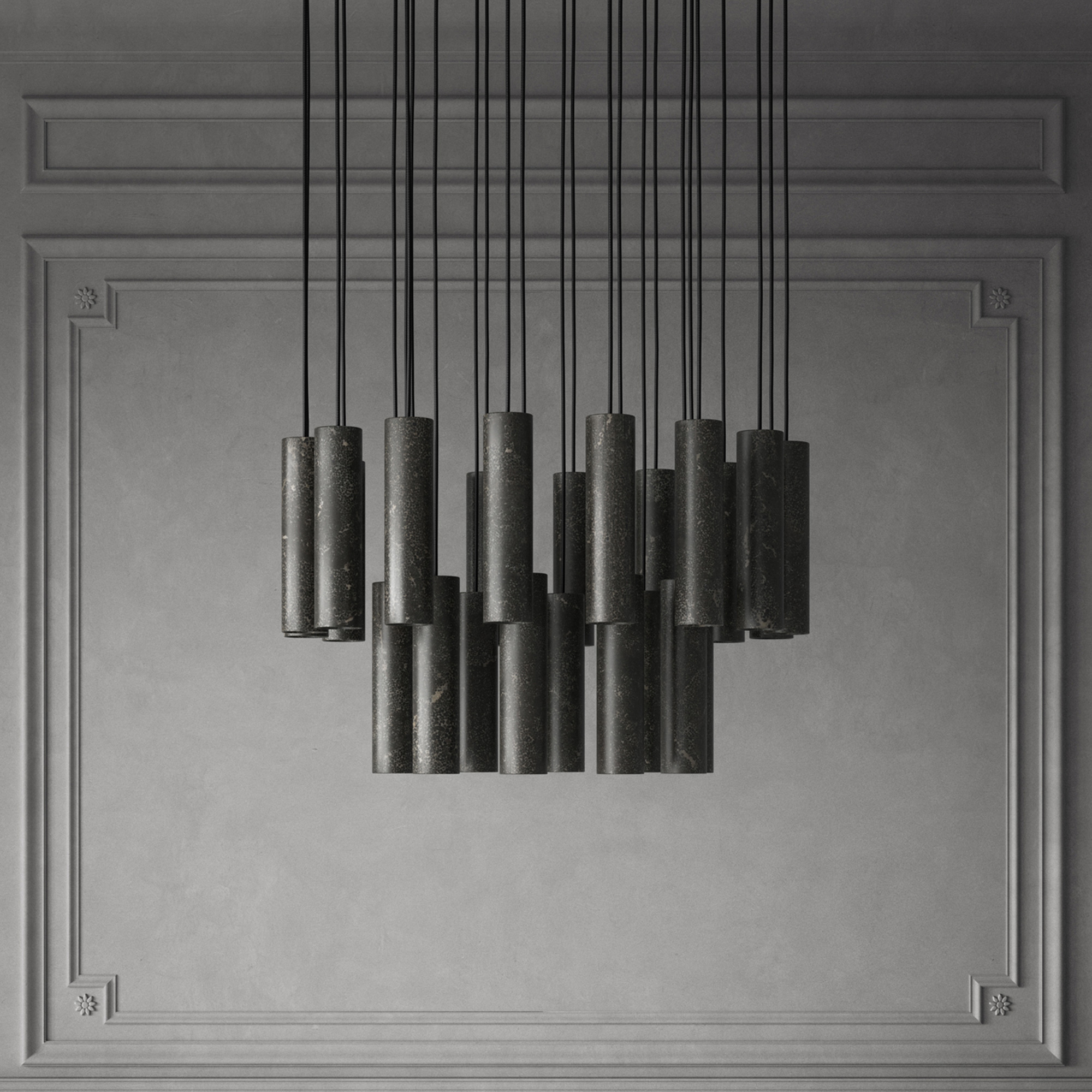 Silo Pendant Light in Natural Stone black